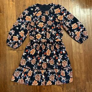 Eliza J Navy Floral Print Knee Length Blouson Dress Sz 6